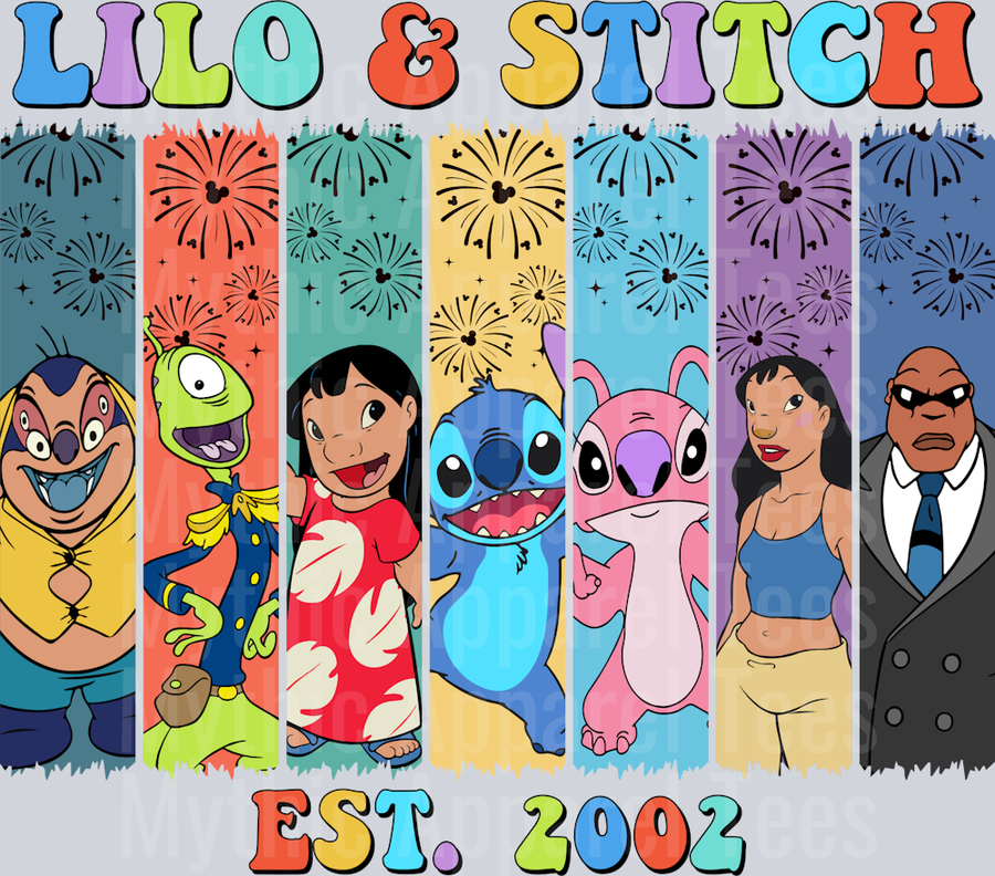 Lilo and Stitch Box Frames EST 2002 DTF Lilo and Stitch Transfers
