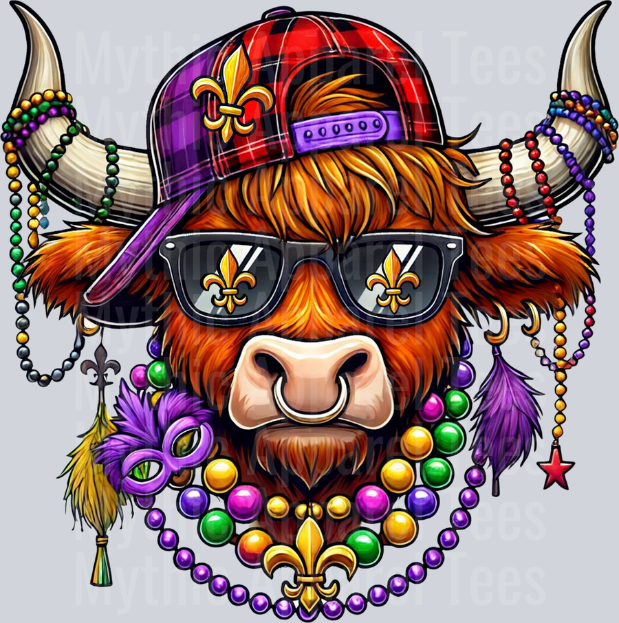 AZ752 Mardi Gras Highland Cow
