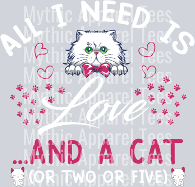 Love and a cat – DTF Heat Transfer – Funny Cat Design
