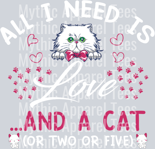 Love and a cat – DTF Heat Transfer – Funny Cat Design