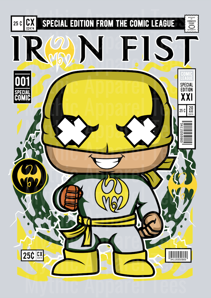 Iron Fist Comic Book Cover STYLE DTF Pop Culture Transfers
