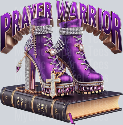 Boots on bible 4 cross PW Purple Prayer Warrior DTF Religious Transfers