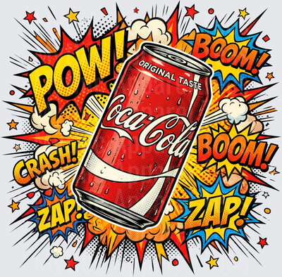 Coke Coca-Cola Can Pop Art Comic Book Explosion POW BOOM ZAP