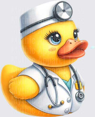 Rubber Duck in Uniform Doctor Lab Coat with Stethoscope