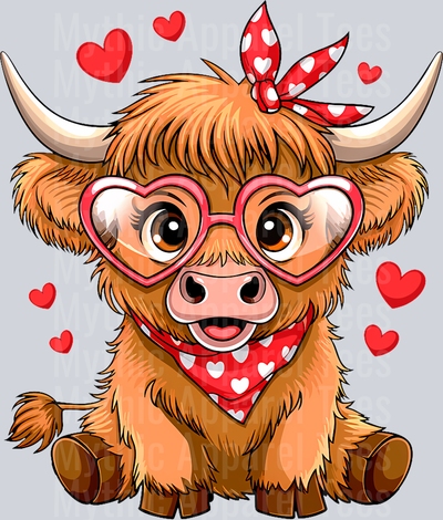 174 Highland Cow Valentines Day Funny Hearts Valentine Cow Women Premium Tri-Blend T-Shirt