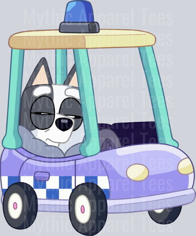 Cop sleeping in car DTF Bluey Transfers