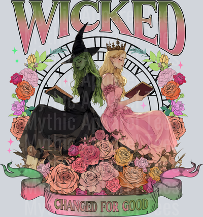 Wicked Movie Changed For Good movie poster with flowers DTF Wicked Transfers