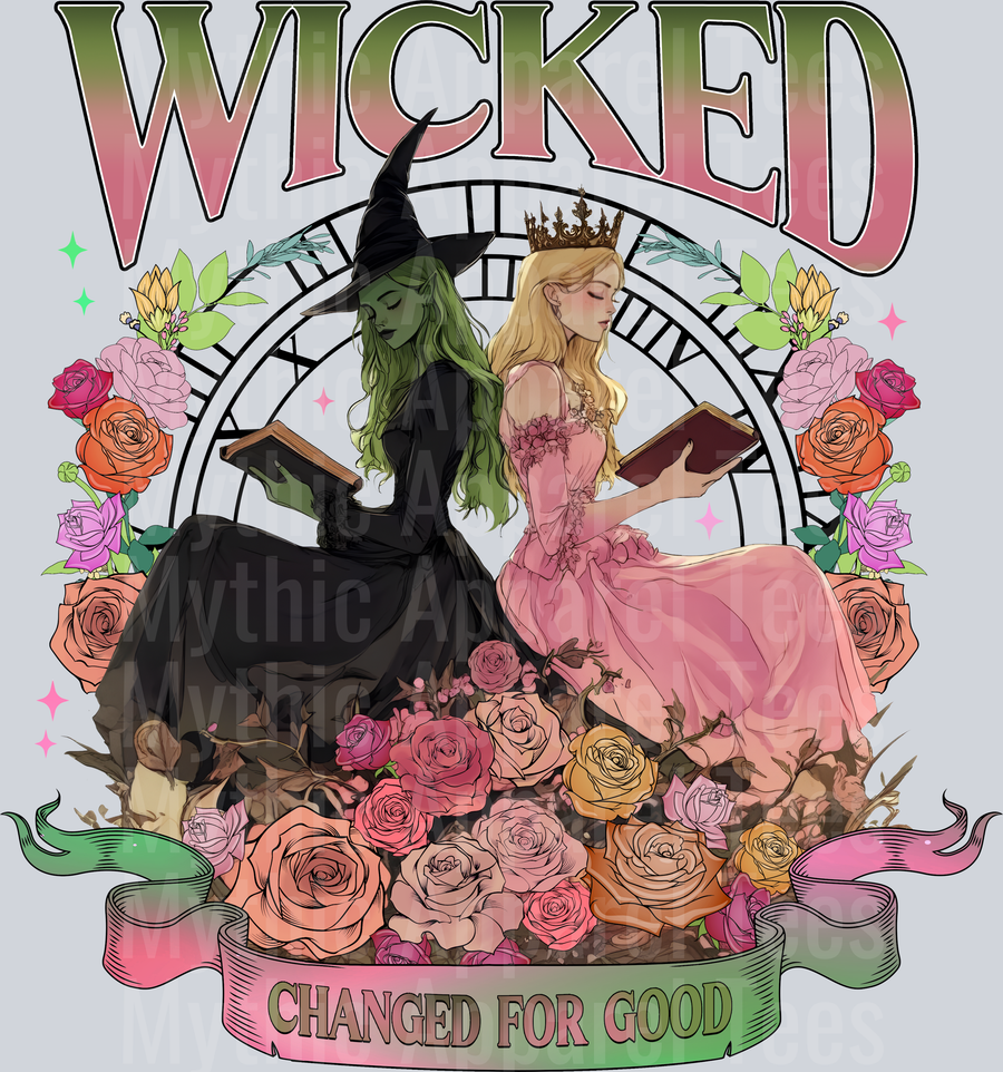 Wicked Movie Changed For Good movie poster with flowers DTF Wicked Transfers