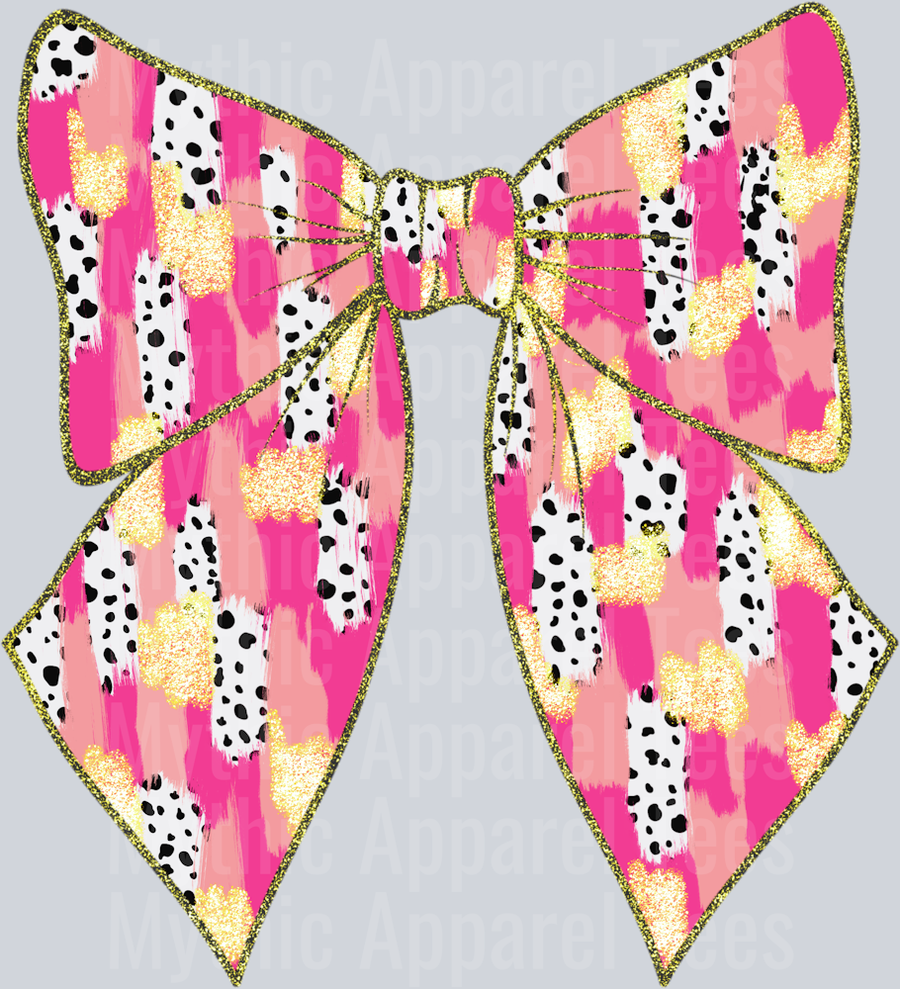 Pink bow glitter DTF Bow Transfers