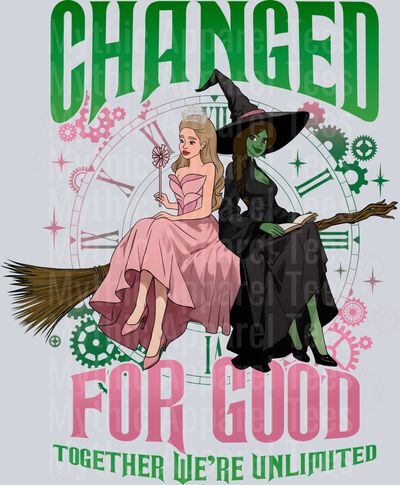 Vintage Changed For Good Wicked Movie cartoon DTF Wicked Transfers