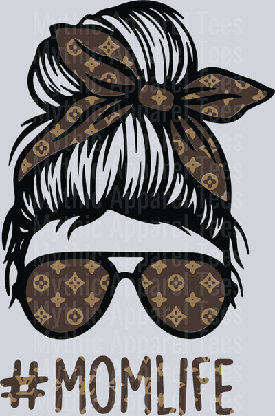 Mom Life Sassy head messy bun LV Shirt DTF Luis Vuitton Transfers