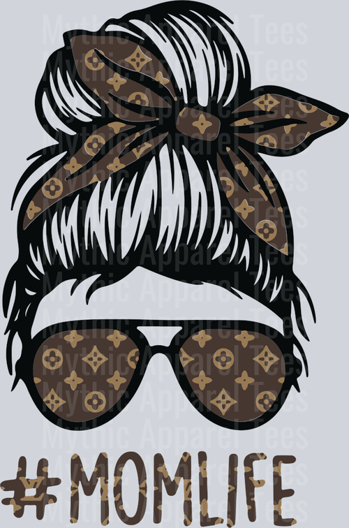 Mom Life Sassy head messy bun LV Shirt DTF Luis Vuitton Transfers