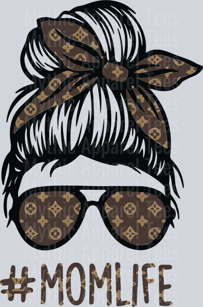 Mom Life Sassy head messy bun LV Shirt DTF Luis Vuitton Transfers
