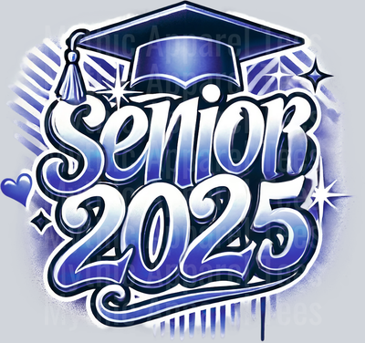 0040 Senior 2025 Navy Blue DTF 2025 Senior Graduation Transfers