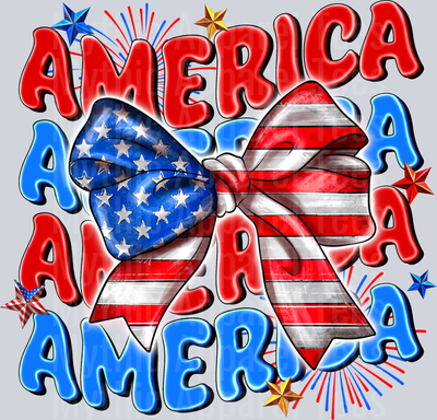 America Bow and fireworks 4th of july DTF Patriotic Transfers