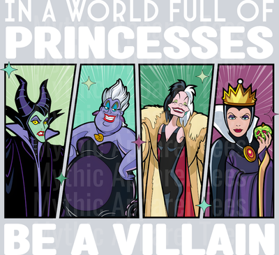 In a world full of princesses be a villain white DTF Disney Villains Transfers