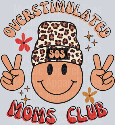 Overstimulated moms club leopard DTF Mom Transfers