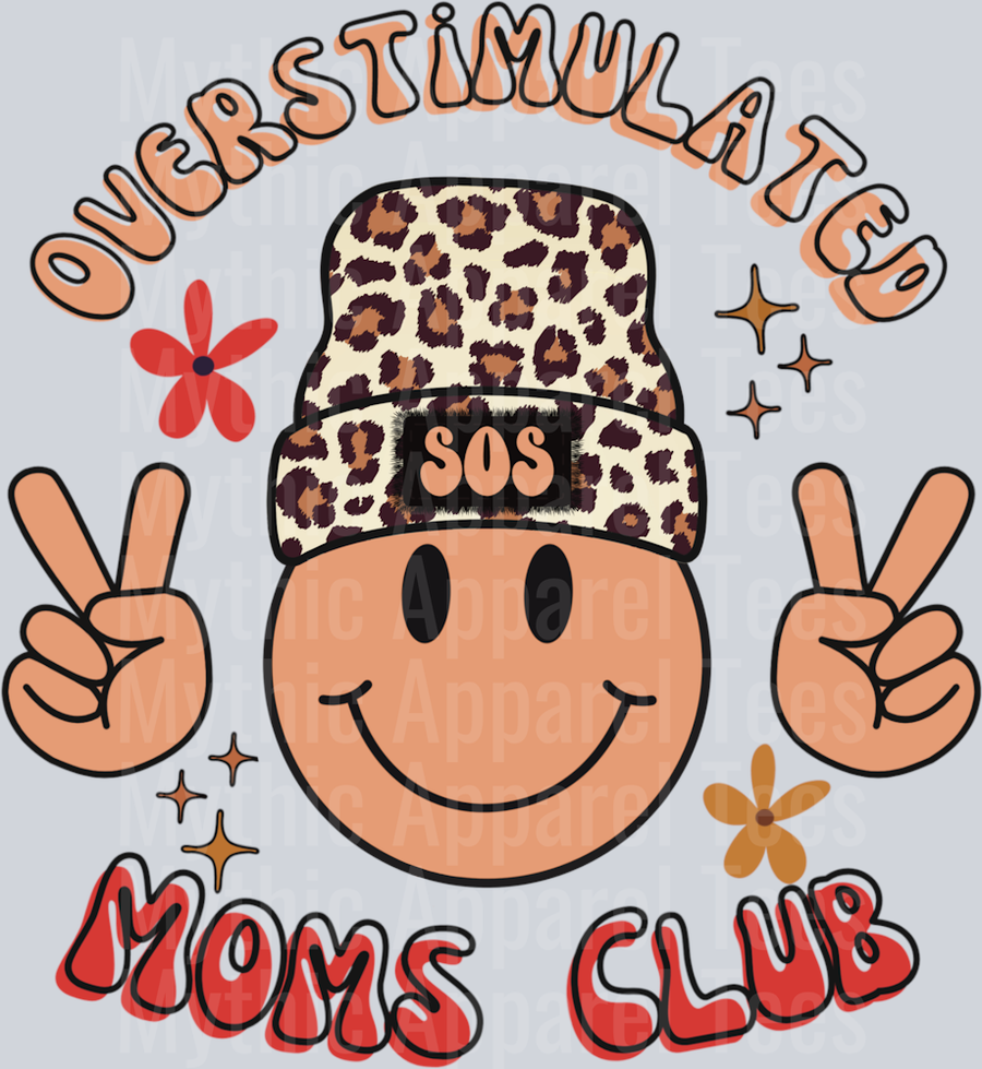 Overstimulated moms club leopard DTF Mom Transfers