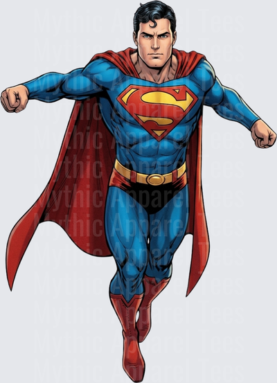 Superman Flying Fists Blue Suit Red Cape Comic Art