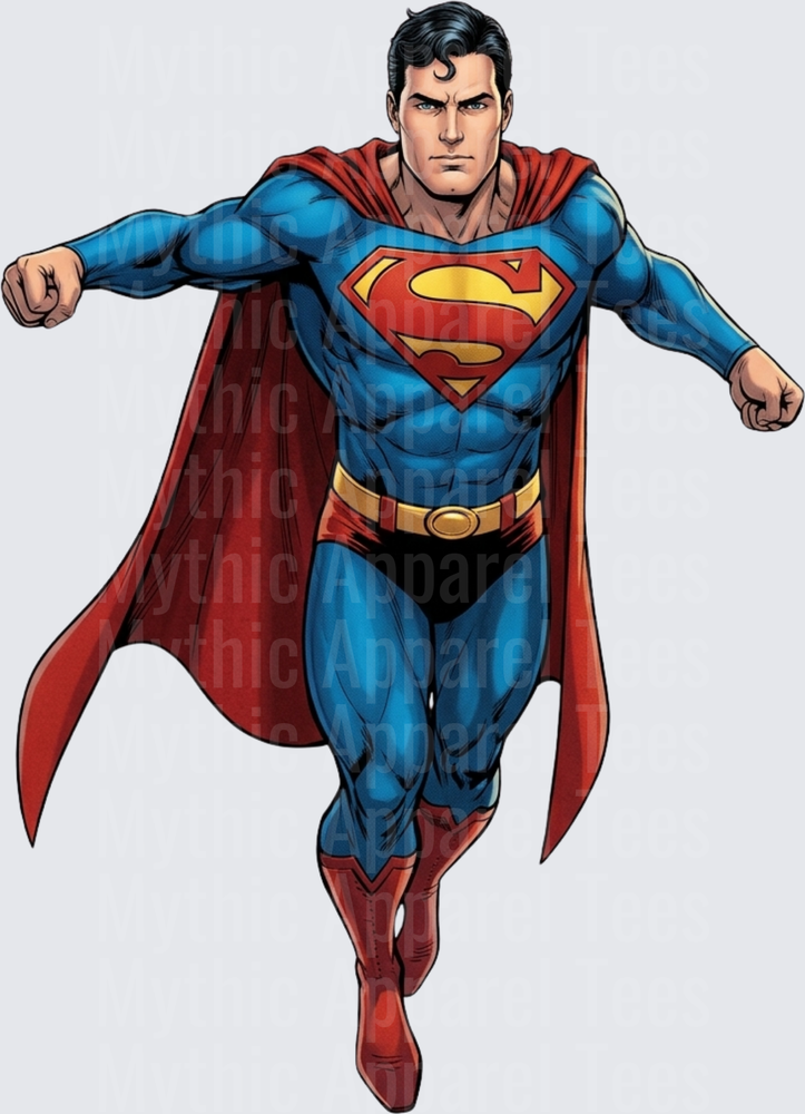 Superman Flying Fists Blue Suit Red Cape Comic Art