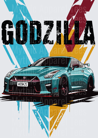 Drifting and Muscle Cars Nissan GT-R R35 Godzilla Teal JDM Bold Graphic