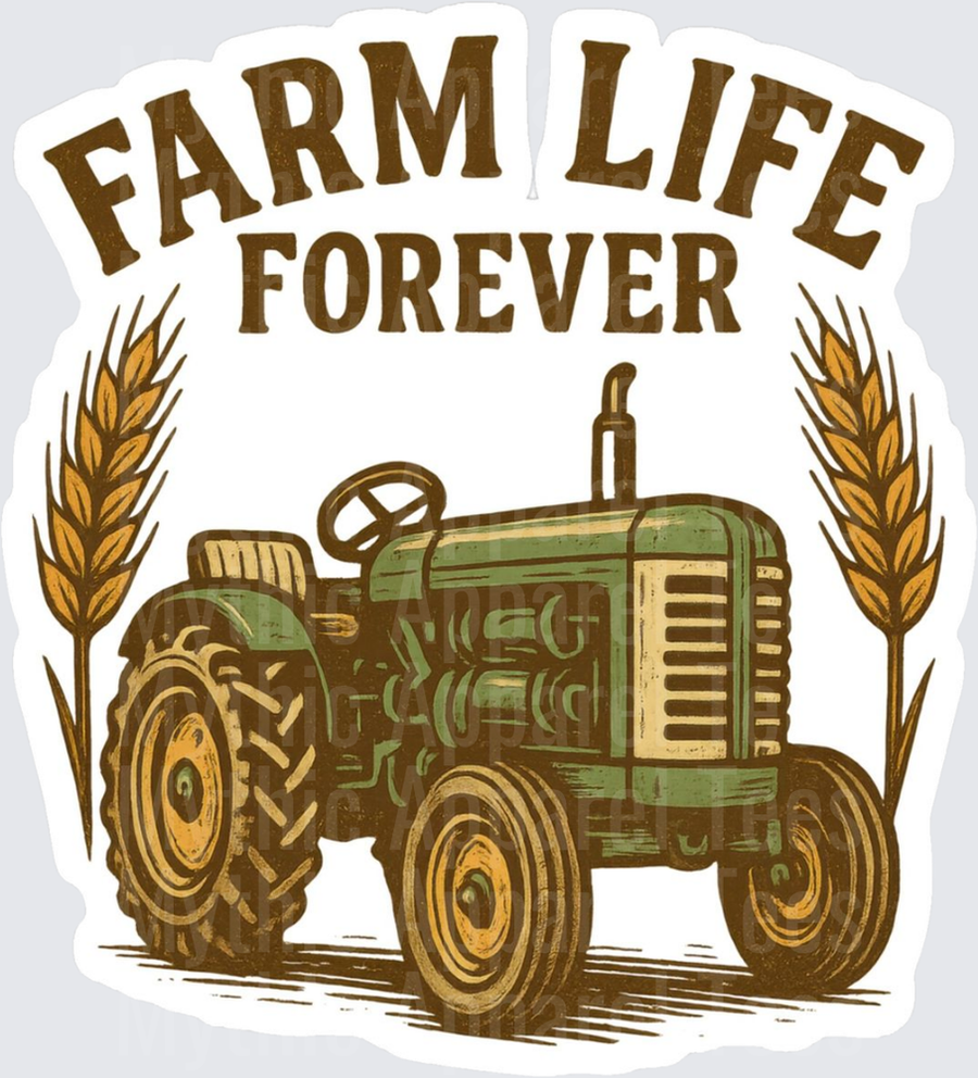Farm Life Forever Vintage Green Tractor Wheat Stalks