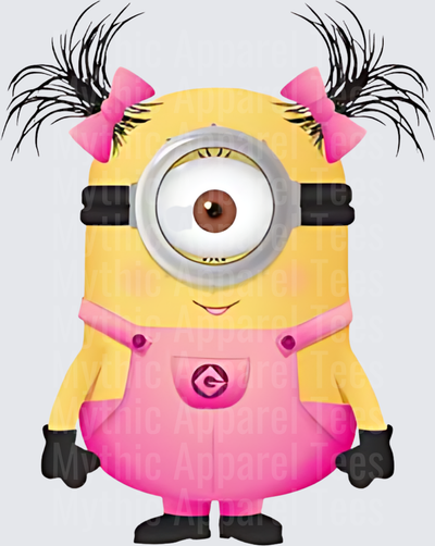 Minnions Girl Minion Pink Overalls Pigtails Bows One Eye