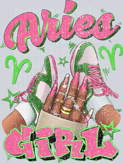 Aries Girl Birthday Queen Sneakers Astrology Zodiac DTF Sneaker Transfers