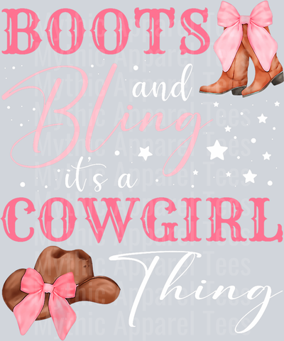 Boots bling its a cowgirl thing DTF Western Transfers