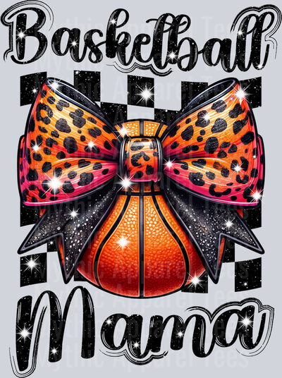 Basketball mama with checkers and orange bow  cute DTF Sports Transfers