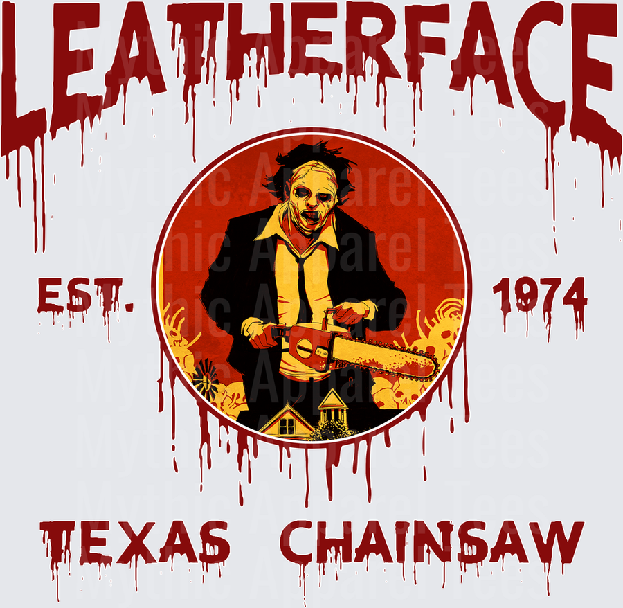 Leatherface Texas Chainsaw Massacre Est. 1974 Blood Drip Horror Circular Portrait with Chainsaw