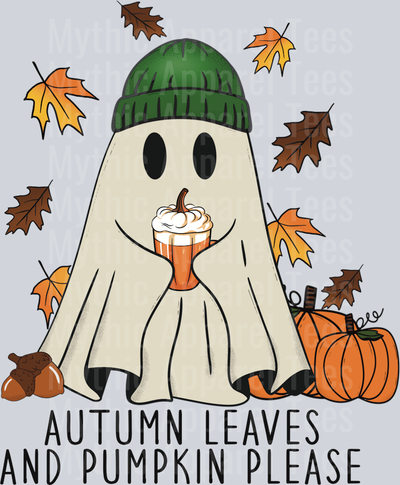 Autumn Leaves And Pumpkin Please Ghost DTF Fall Transfers