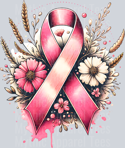 BREAST CANCER AWARENESS RIBBON CLIPART WITH FLOWERS