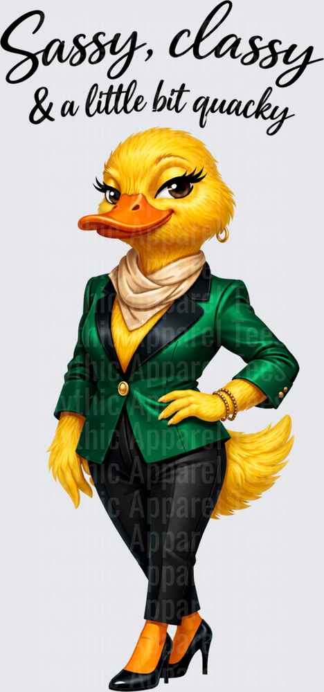 Funny Sarcastic Duck Sassy Classy And A Little Bit Quacky Stylish Female Duck In Green Blazer And Heels