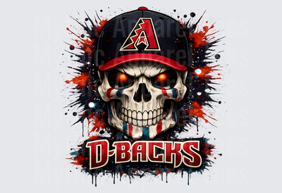 MLB Skulls Arizona Diamondbacks Glowing Eyes Skull Splatter