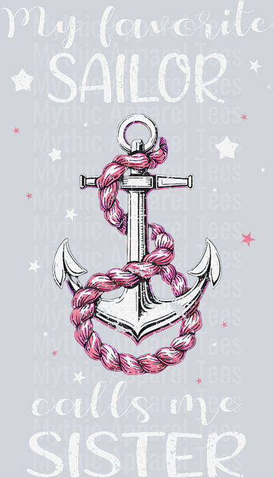 AZ1285 NAVY My Favorite Sailor Calls Me Sister Sailor_s Sister Anchor T-Shirt