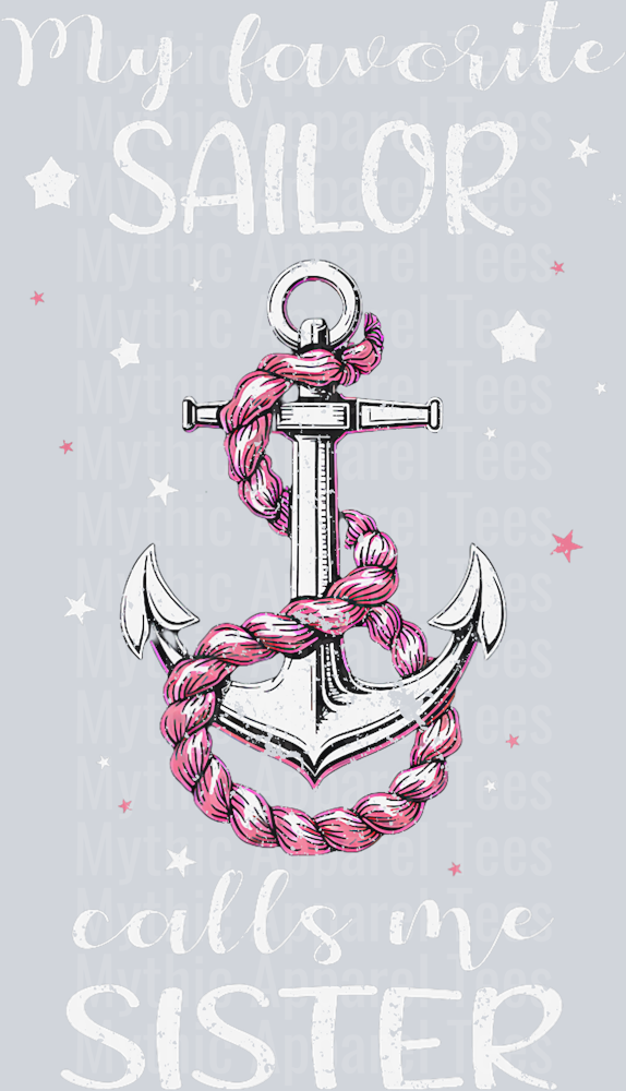 AZ1285 NAVY My Favorite Sailor Calls Me Sister Sailor_s Sister Anchor T-Shirt