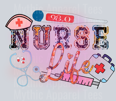 Nurse Life hot pink DTF Nurse Transfers