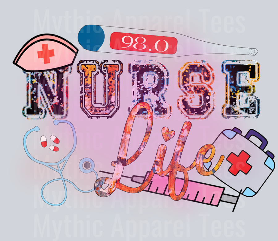 Nurse Life hot pink DTF Nurse Transfers