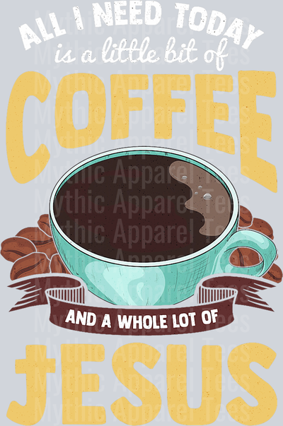Coffee and jesus cup of coffee with beans DTF Coffee Transfers