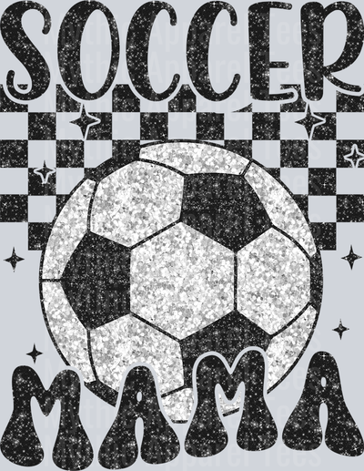 Retro Checker Glitter Soccer Mama DTF Soccer Transfers