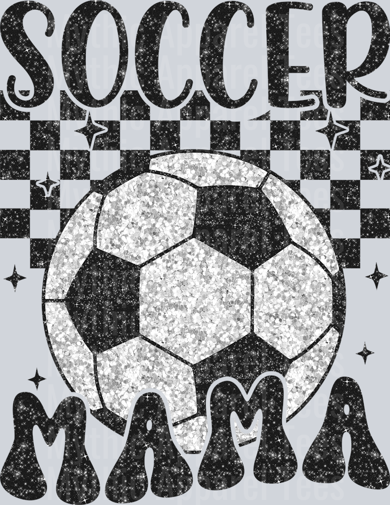 Retro Checker Glitter Soccer Mama DTF Soccer Transfers