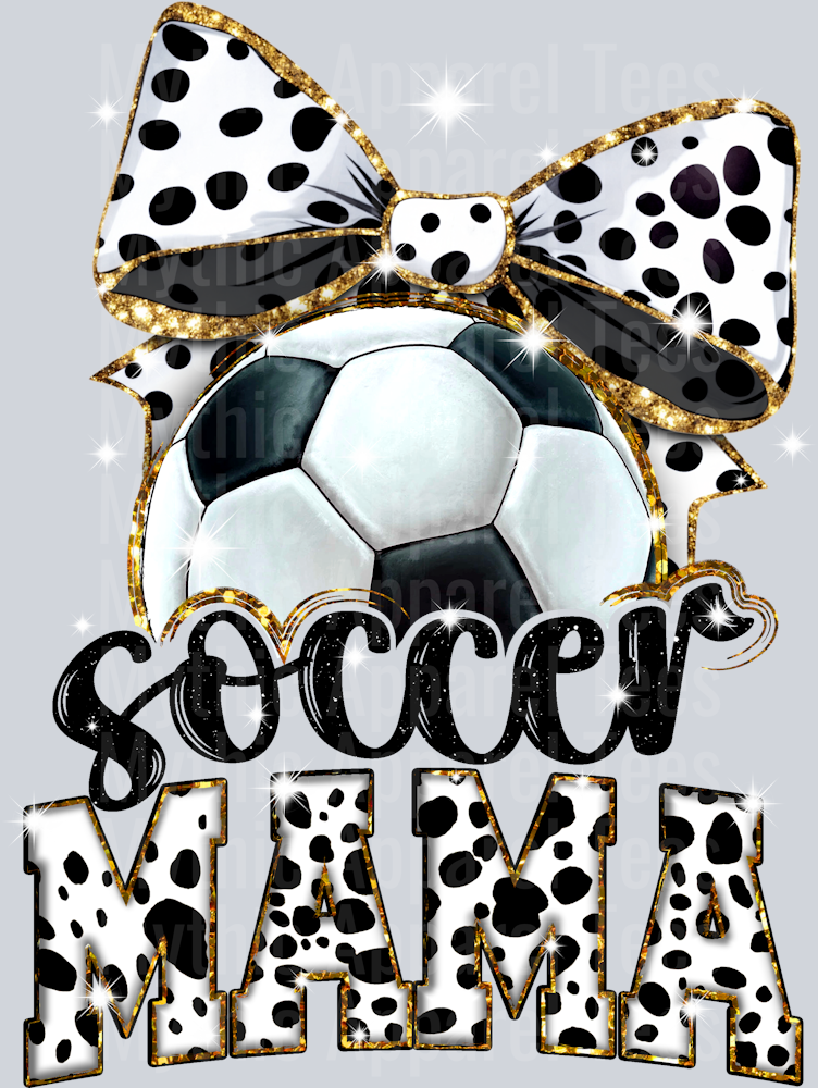 Soccer Mama Ball bow and glitter cute DTF Sports Transfers