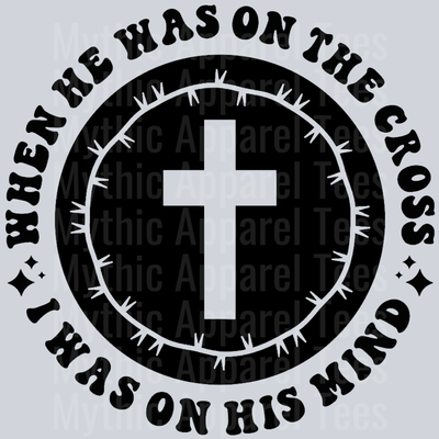 When He Was On The Cross I Was On His Mind Pocket Design Wavey Retro Style Funny Shirt Design
