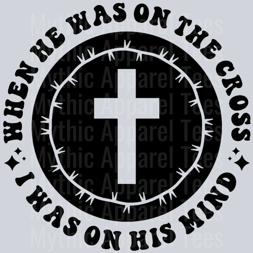 When He Was On The Cross I Was On His Mind Pocket Design Wavey Retro Style Funny Shirt Design