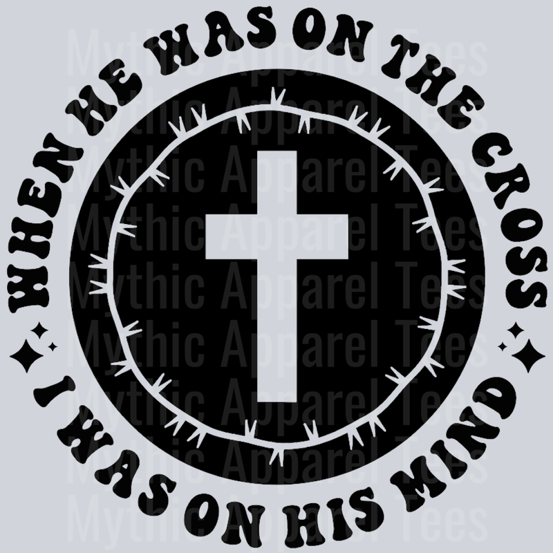 When He Was On The Cross I Was On His Mind Pocket Design Wavey Retro Style Funny Shirt Design