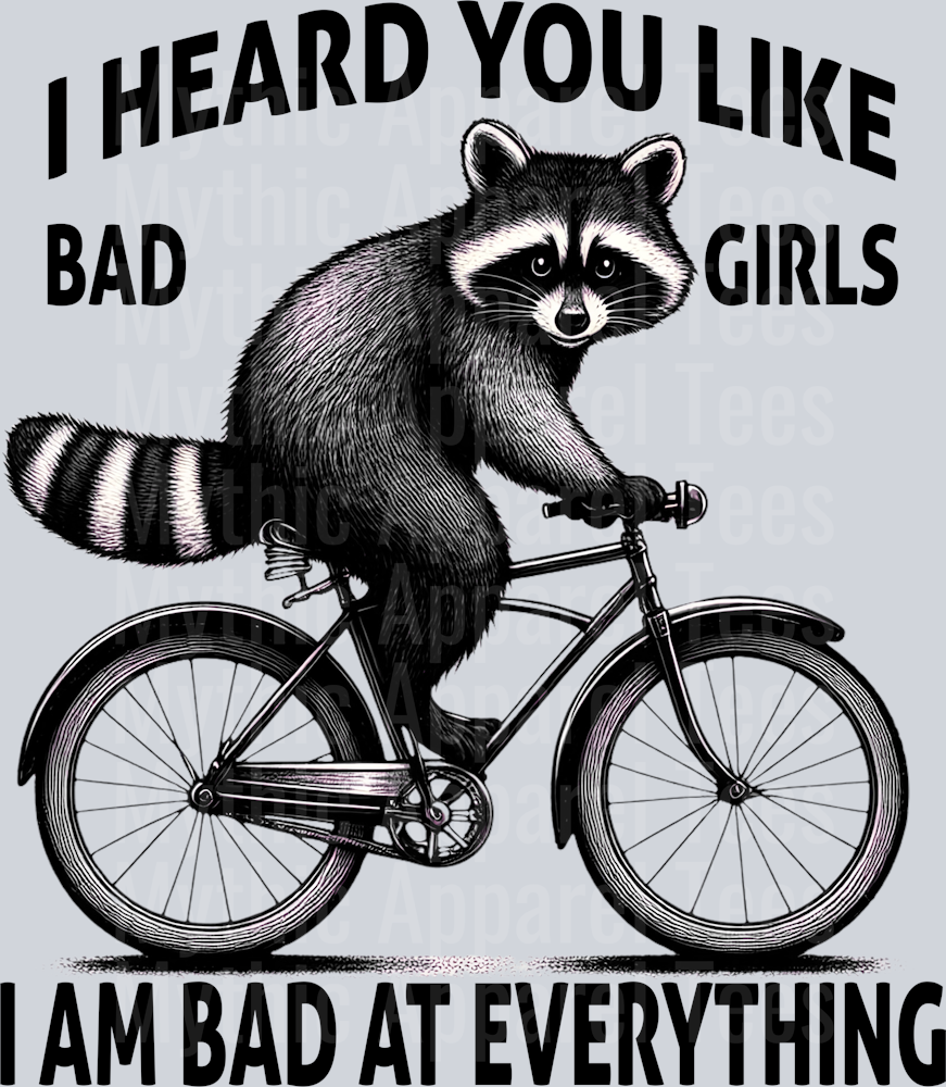 I heard You like Bad Girls I am bad at everything DTF Racoon Transfers