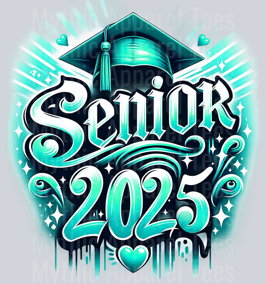 0037 Senior 2025 Airbrushed 4 MINT DTF 2025 Senior Graduation Transfers