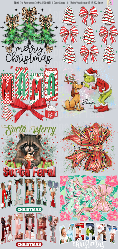 Christmas GANG SHEET 10 FULL SIZE IMAGES