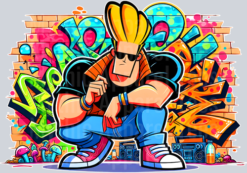 Johnny Bravo Graffiti DTF Pop Culture Transfers